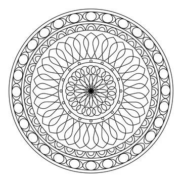 Isolated colorless mandala pattern drawing Vector Illustrazione stock
