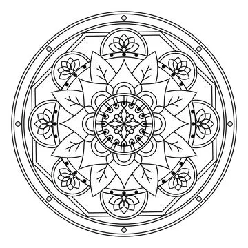 Isolated colorless mandala pattern drawing Vector 스톡 일러스트