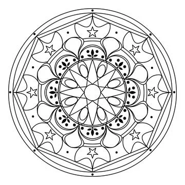 Isolated colorless mandala pattern drawing Vector 스톡 일러스트