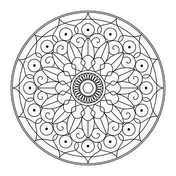 Isolated colorless mandala pattern drawing Vector Illustrazione stock