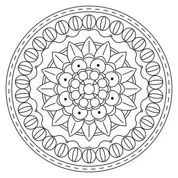 Isolated colorless mandala pattern drawing Vector Illustrazione stock
