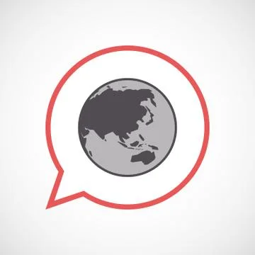 Isolated comic balloon with  an Asia Pacific world globe map Stock Illustration