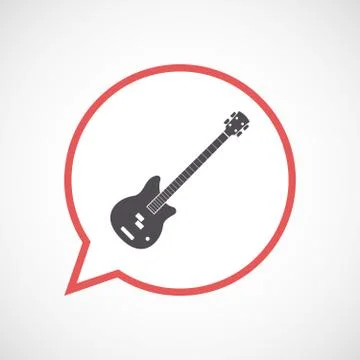 Isolated comic balloon with  a four string electric bass guitar Stockillustratie