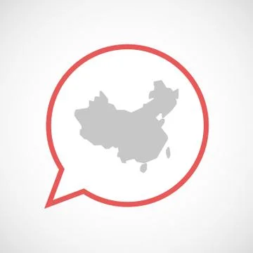 Isolated comic balloon line art icon with  a map of China Stock Illustration