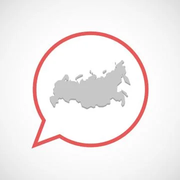 Isolated comic balloon line art icon with  a map of Russia Stock Illustration