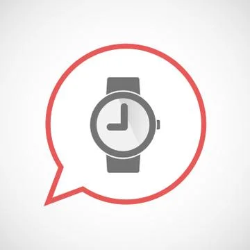 Isolated comic balloon line art icon with a wrist watch 스톡 일러스트