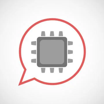 Isolated comic balloon line art icon with a cpu Stock Illustration
