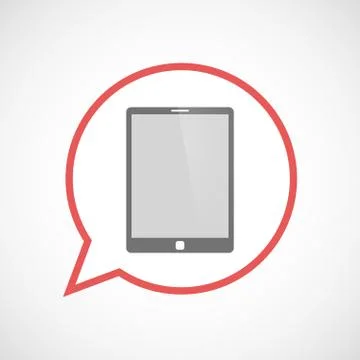Isolated comic balloon line art icon with a tablet computer Stock Illustration