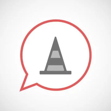 Isolated comic balloon line art icon with a road cone Stock Illustration