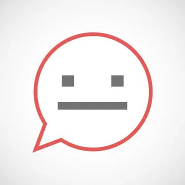 Isolated comic balloon line art icon with a emotionless text face Illustrazione stock