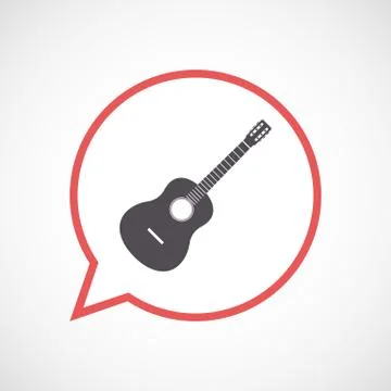 Isolated comic balloon with  a six string acoustic guitar 스톡 일러스트