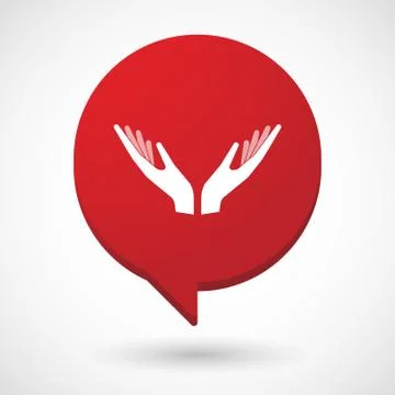 Isolated comic balloon with  two hands offering Stock Illustration