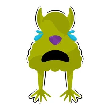 Isolated comic crying monster Stock Illustration