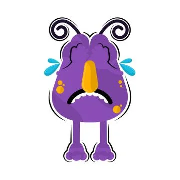Isolated comic crying monster Stock Illustration