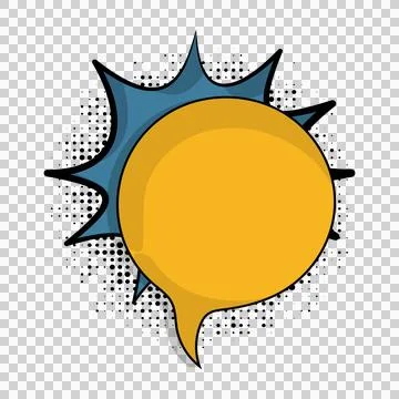 Isolated comic speech bubble with yellow fill and blue border and halftone .. 库存插图