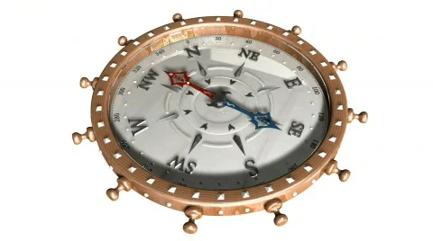 Isolated Compass on White Background - Compass 18 (HD) Stock Footage 797051