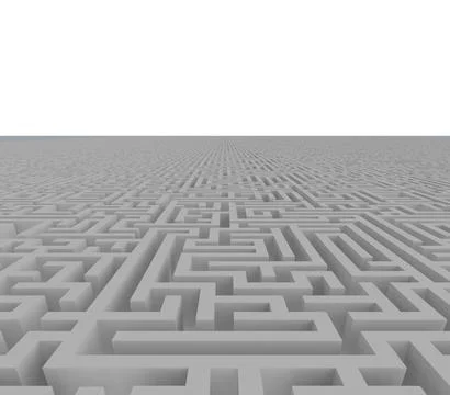 Isolated complex maze. Concept of confusion and difficulty Illustrazione stock