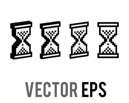 Isolated computer classic loading sandglass, hourglass 8 bits pixelised icon Illustrazione stock