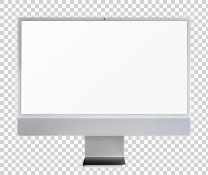 Isolated computer display with white blank screen. PC monitor mockup. Stock Photos