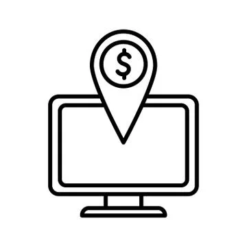 Isolated computer with dollar mark line style icon vector design Illustrazione stock