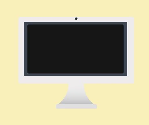 Isolated Computer Icon on Flat Yellow Background. Illustrazione stock