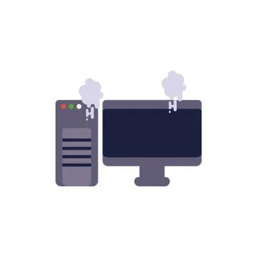 Isolated computer with smoke vector design Illustrazione stock