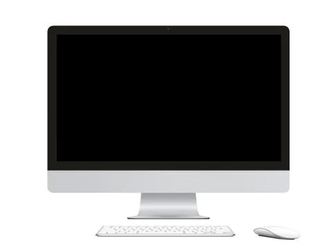 Isolated Computer, wireless keyboard, mouse on white blackground Stock Illustration