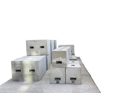Isolated concrete blocks, gravity blocks stacked on top of each other 写真素材