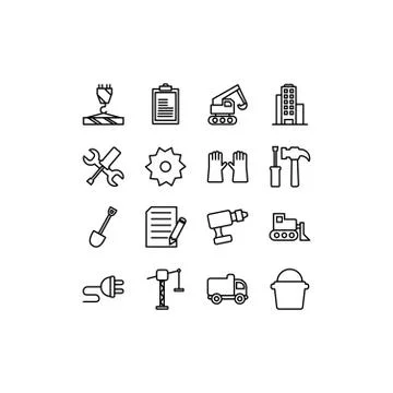 Isolated construction icon set line vector design Illustrazione stock