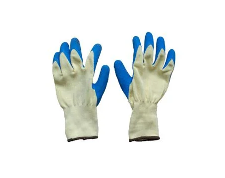 Isolated construction rubberized protective gloves on a white background. Stock-Fotos