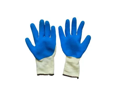 Isolated construction rubberized protective gloves on a white background. Stock Photos