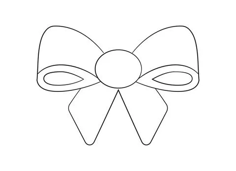 Isolated Contour Bow on white background. Minimal elegant knotted ribbon. Linear Illustrazione stock