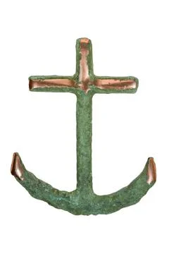 Isolated Copper Ship Anchor Stock Photos