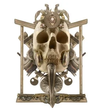 Isolated copper skull composition. Foto stock