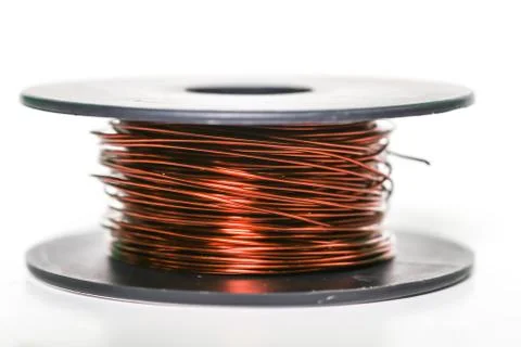Isolated copper wire spool copper wire isolated on white Stock Photos
