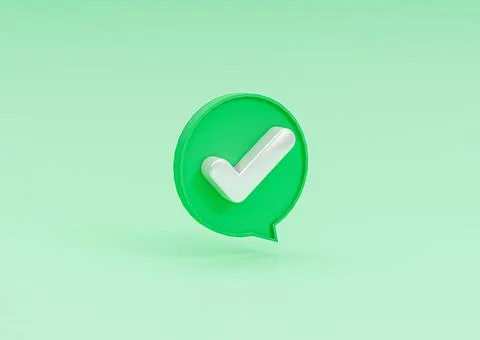 Isolated of correct icon inside bubble message on green background Ilustración de archivo