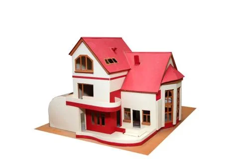 An isolated cottage mock up (scale model) on a white background Stock Photos