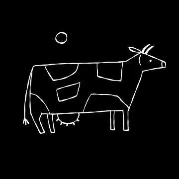 Isolated Cow on black Background Illustrazione stock