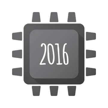 Isolated CPU chip icon with a 2016 sign イラスト素材