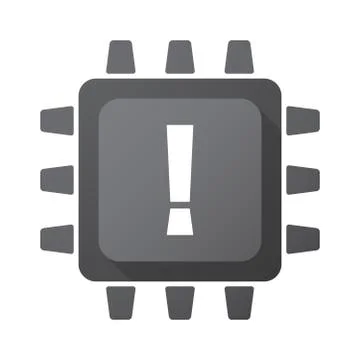Isolated CPU chip icon with an admiration sign Stock Illustration