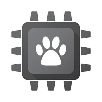Isolated CPU chip icon with an animal footprint Stock Illustration