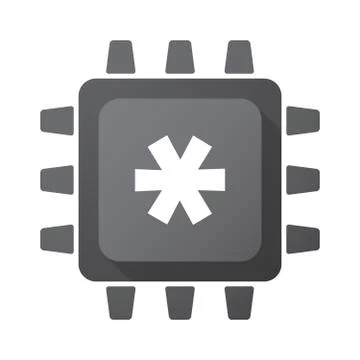 Isolated CPU chip icon with an asterisk Stockillustratie