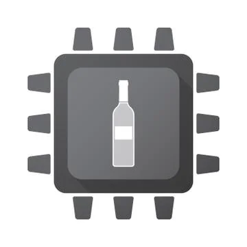 Isolated CPU chip icon with a bottle of wine Stock Illustration