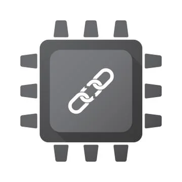 Isolated CPU chip icon with a broken chain Illustrazione stock