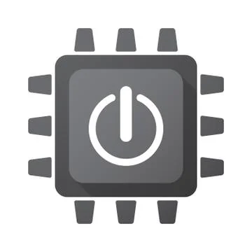 Isolated CPU chip icon with an off button Stock Illustration