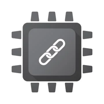 Isolated CPU chip icon with a chain 스톡 일러스트