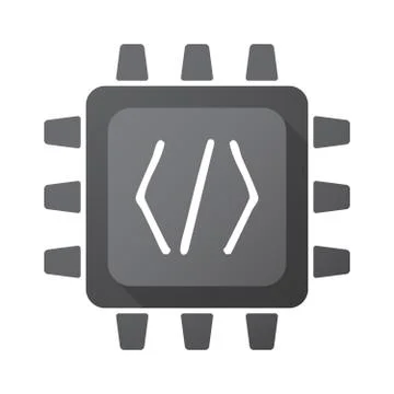 Isolated CPU chip icon with a code sign Stock Illustration