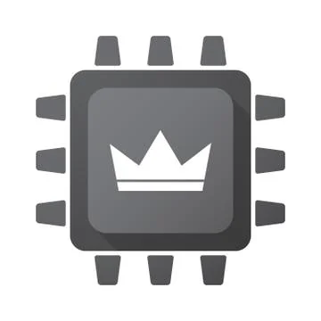 Isolated CPU chip icon with a crown Illustrazione stock