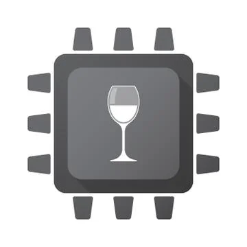 Isolated CPU chip icon with a cup of wine Stockillustratie