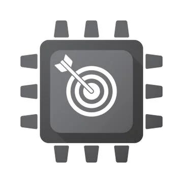Isolated CPU chip icon with a dart board Stock Illustration